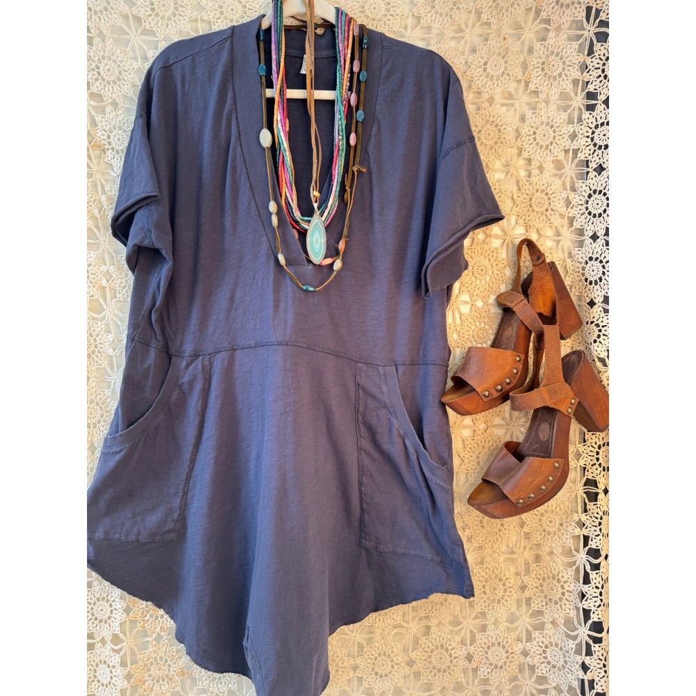 Free People Navy V-neck Bohemian Romper Sz S‎